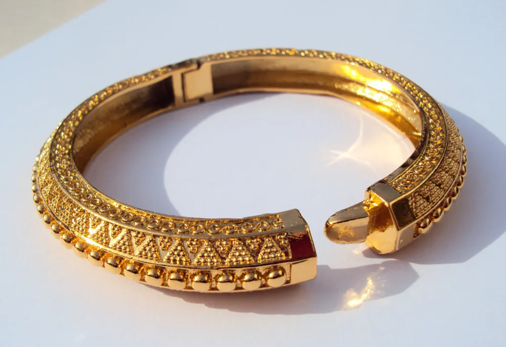 Carve 24K Thai Baht Yellow Solid Gold Finish Jewelry Bangle Bracelet BA09 - £26.82 GBP