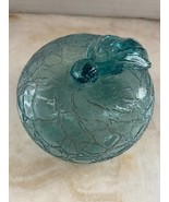 Art Glass Apple Clear Aquamarine Blue Hand Blown Hollow Fruit Crackle Te... - £25.67 GBP