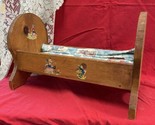 Antique Cradle Handmade Wooden Pine Baby Doll Bed Crib 19.5”x12” Decals ... - £17.08 GBP