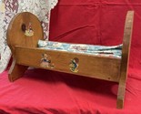 Antique Cradle Handmade Wooden Pine Baby Doll Bed Crib 19.5”x12” Decals ... - $21.78