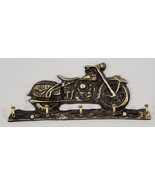 *C4) Vintage Brass Metal Cruiser Motorcycle Wall Mount Key 5 Hook Rack - $24.74