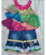  Chit Chat Toddler Girls Dressy Tiered Tulle Top Ruffled Adj Waist Pants... - $543.24 MXN