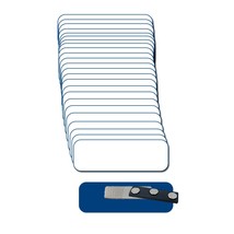 25 Blank White / Blue NAME BADGE KIT (U) 1 x 3 Tags 1/8” Rounded Corners Magnet  - £41.03 GBP