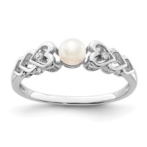 Silver  FW Cultured Pearl &amp; Diam. Ring QBR23JUN - £64.79 GBP