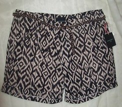 Cynthia Rowley Lined Black Tan Shorts With Brown Braided Belt Sz 22 W Nwt - £31.46 GBP