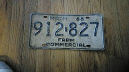 1966 Original Michigan State Farm License Plate 912-827 Classic Vintage Vehicle - £16.42 GBP