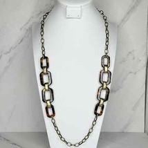 Chico&#39;s Plastic Tortoise and Gold Tone Long Chain Link Necklace - £15.63 GBP