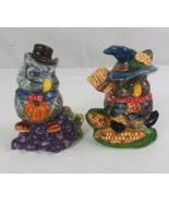 Vintage Halloween/Fall Beautiful Owl 3.75&quot; Salt &amp; Pepper Shakers - €11,88 EUR