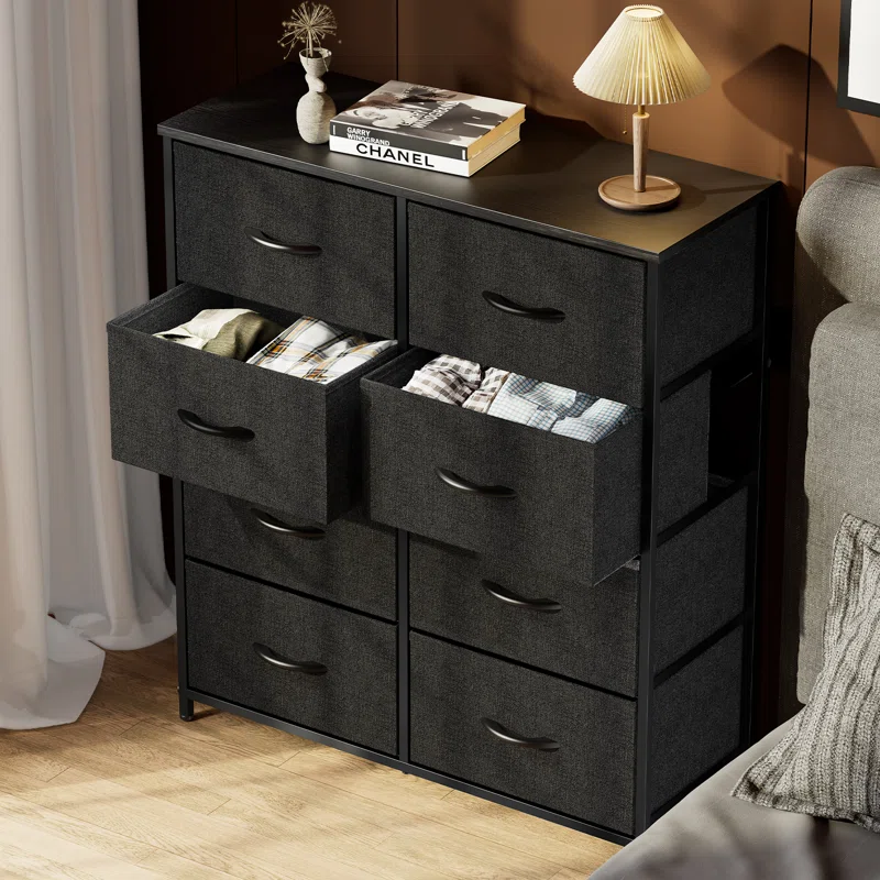 Black 8 Drawer Dresser Storage Tower: Efficient Bedroom Organizer - $83.67 CAD