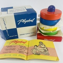 Playskool Wood Stacking Rings Round Color Blocks w/ Catalog VTG New In Box 1950s - £42.94 GBP