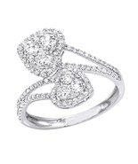 1.20CT Simulated Diamond Two Heart Bypass Promise Ring in 14K White Gold... - £147.03 GBP