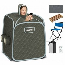 800W 2 Person Portable Steam Sauna Tent SPA with Hat Side Holes 3L Steamer-Gray  - €132,62 EUR