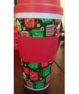 Christmas Tumbler Large 14oz Cup W Hot Chocolate Theme &amp; Rubber Hot Hold... - $12.52