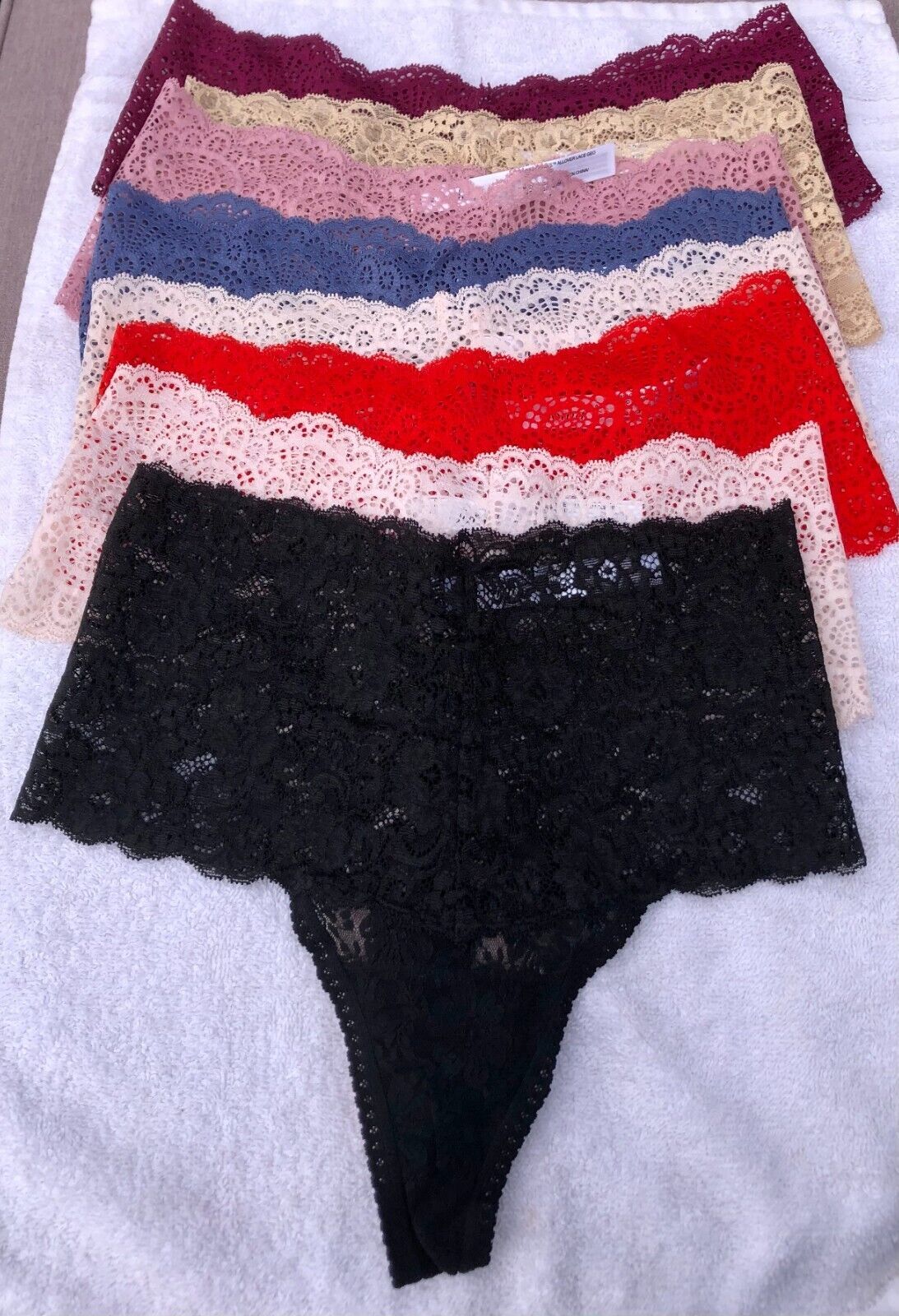 Soma Embraceable All-Over Lace Retro Thong Size S Pick 2 Two Black Red Gold Tan