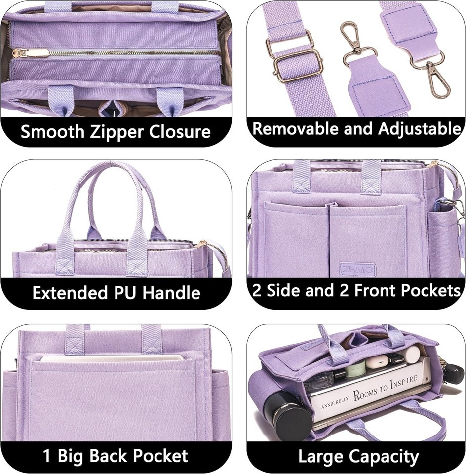 Waterproof Canvas Tote Bag with Adjustable Straps - Stylish for Everyday Use Item image 8