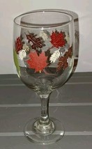 Libbey Water Glass Autumn Fall Leaves Wine Goblets Oak Maple Leaf 7” - $6.99