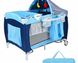 Costway Foldable Baby Crib Playpen Travel Infant Bassinet Bed Net Music ... - $169.99