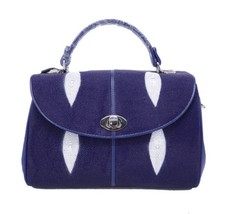 Genuine Stingray Skin Handbag / Shoulder Bag Women Navy Blue - £235.98 GBP