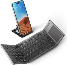 Foldable Bluetooth Keyboard with Touchpad, Full-Size Wireless Folding Keyboard - £54.65 GBP
