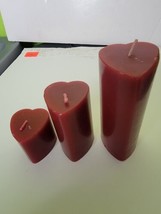 Lot Of 3 Heart Shaped Candles Red Valentines Day  - £23.86 GBP