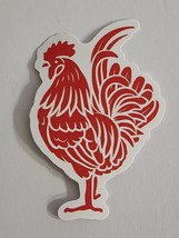 Red and White Simple Cartoon Rooster Sticker Decal Great Gift Embellishment Fun - £1.80 GBP