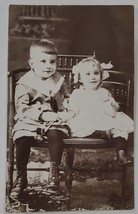 RPPC Adorable Victorian Children Boy And Girl Hair Bow Sailor Suit Postcard G25 - £6.91 GBP