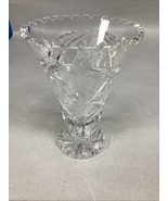 Lausitzer Glass 24% Lead Crystal Etched Hand Cut Vase Germany Grape Pattern - $19.79