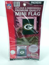 Green Bay Packers Embroidered Mini Flag - 15 x 10.5 - Includes Car Window Hanger - £7.76 GBP