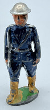 Toy Soldier WWI 1930&#39;s Barclay Manoil Tin Hat Blue Uniform Yellow Boots ... - £16.20 GBP