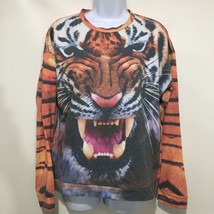 Forever 21 M Tiger Face Print Cotton Blend Long-Sleeve Pullover Top - £15.82 GBP