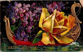 A Happy Birthday Gold Detail Embossed Postcard PC42 - £4.69 GBP