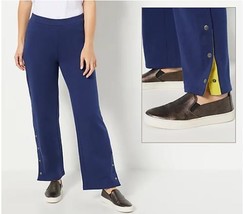 Susan Graver Weekend Washed French Terry Track Pant (Navy/Lime, XL) A467206 - £13.68 GBP