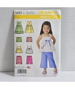 Simplicity 1451 Sewing Pattern Toddler&#39;s Dress Tops Shorts Capris *Precu... - £2.35 GBP