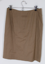 Theory 6 Brown Wool Stretch Golda U Pencil Skirt Double Back Vent - £14.99 GBP