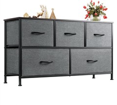 Wlive Dark Grey Storage Organizer Unit With Fabric Bins For, Fabric Dresser - £44.69 GBP