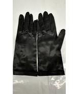 Kay Fuchs Ladies Gloves- 1960&#39;s Black Satin Stretch Sm. Button At Wrist ... - $23.02 CAD