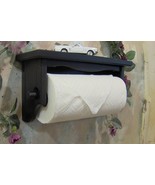 Paper towel holder shelf wall solid wood black crown - $64.95