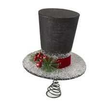 Black Holiday Hat Christmas Tree Topper - £31.85 GBP