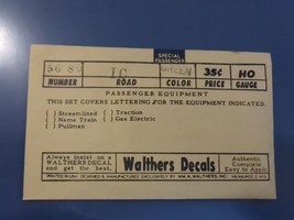 Vintage Walthers Decals No. 56-80 Illinois Central IC Green HO - $14.95