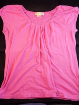 Womens Casual Shirt Pink Michael Kors V Neck Cap Sleeve T-Shirt Top - £7.90 GBP