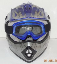 TCMT HY601 Motocross Helmet Size Large 53-54cm Blue DOT approved with go... - £37.70 GBP