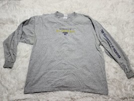 University Michigan Wolverines XL Football Long Sleeve Shirt Gray Spellout Pits* - $9.19