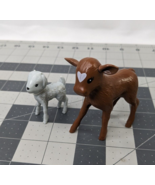 Barbie Farm Animal Lot Gray Goat Brown Cow Calf Lot of 2 - $10.95