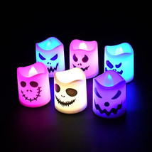 6pcs Halloween Led Ghost Pumpkin Candle Light Glowing Lamp Halloween Party  leds - £14.42 GBP