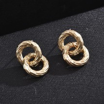 Simple New Gold Sliver Color Metal Crystal Flower Stud Earrings for Women Fashio - £6.83 GBP