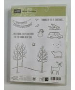 Stampin&#39; Up WHITE CHRISTMAS Stamp Set Tree Landscape with Deer Bear Snow... - $26.99