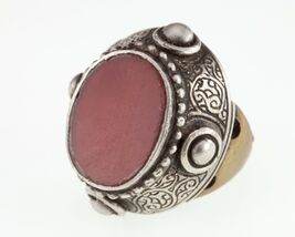 Argent Et Laiton Afghan Vintage Bague Avec Sculpté Plat Cornaline Stone ... - $3,828.40 CAD