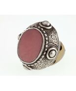 Argent Et Laiton Afghan Vintage Bague Avec Sculpté Plat Cornaline Stone ... - $3,828.40 CAD