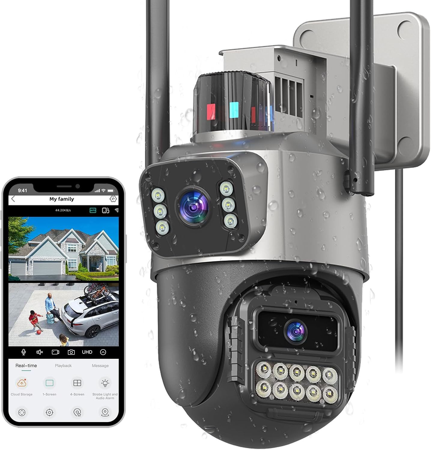 6Mp Security Camera Outdoor, Dual Lens Outside Cameras For Home, Sd/Cloud - $44.97
