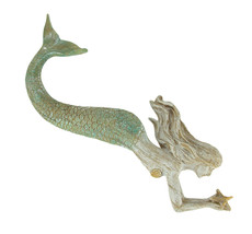 Scratch &amp; Dent Distressed Wood Look Swimming Mermaid Wall Hanging 22 inch Long - £31.64 GBP